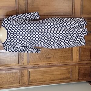 Boden Women's Navy And Cream Knit Sheath Sweater Dress Sz 14